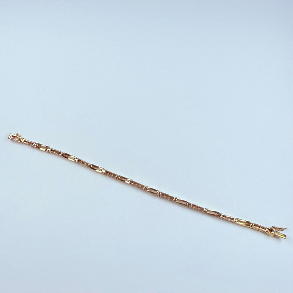 6.5 TCW Cubic Zirconia CZ Gold Vermeil Sterling Silver 3mm Tennis Bracelet - Picture 7 of 10